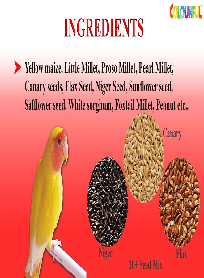 COLOURFUL ® - Natural & Healthy Premium Bird Food | Seed Mix (African Love Birds, 1 Kg+200 G Free),All Life Stages - Image 4